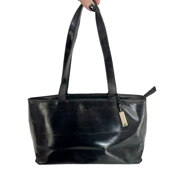 BURBERRY Vintage Black Leather Shoulder Hand Bag - Picture 1 of 12